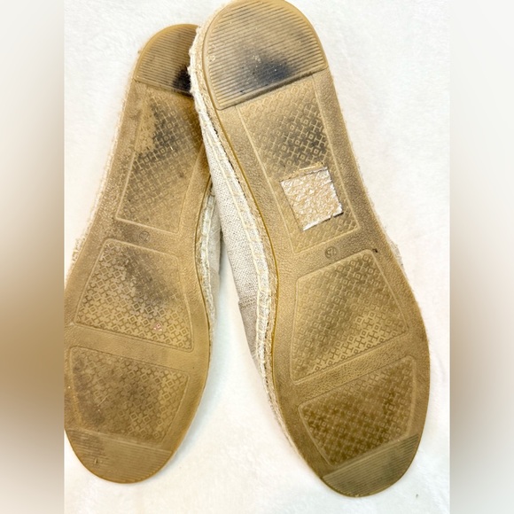 Tory Burch Cream Canvas Weston Flat Espadrilles‎ women’s shoes size 7.5 - Picture 13 of 15